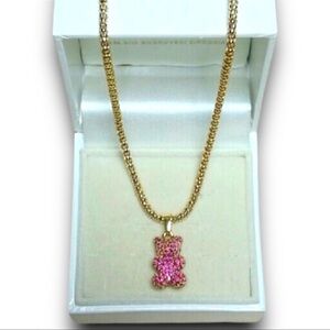 Gummy Bear Pendant Pink with Gold Chain